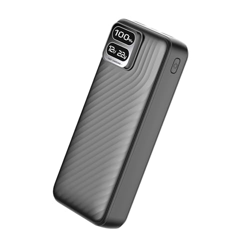 Image of Intex Strong Storm 20K Poly 20000mAh Power Bank with 22.5W Fast Charging, PD & QC Support, Type-C Input /Output, Dual USB Ports, Digital Display, Multi-Protection Portable Charger (Black)
