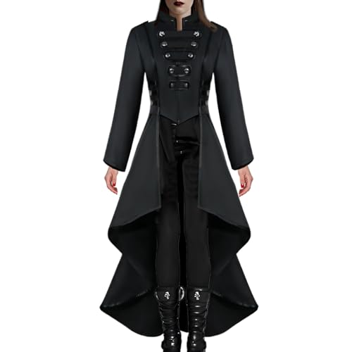 Manteau victorien femme uniforme gothique à col structuré et manches longues