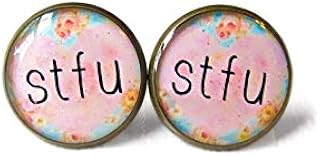 Brincos STFU florais pastel, presente divertido de dia dos namorados, antissociais macio, grunge pastel, radical gótico anti-dia dos namorados