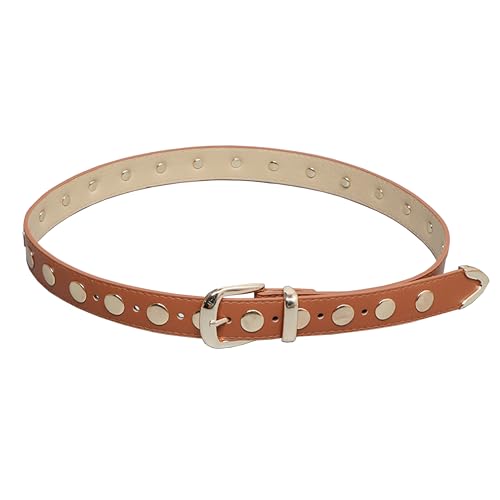 Women Fashion Punk Belt Decorated Waist Belt for Jeans Pants Dresses Metal Tailed Faux Leather Ladies Belts