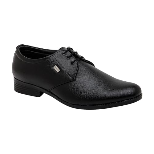 Image of NOBILITY Faux Leather Black Formal Lace Up Shoes for Men || Comfortable Walking || Classic Design || Breathable || Slip Resistant |
