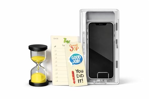 Kit Concentración para Estudio y Trabajo – Time-Locker Box, Reloj de Arena 30 Minutos y To-Do List con Frases Motivacionales – Regalo para Opositores, Estudiantes y Emprendedores