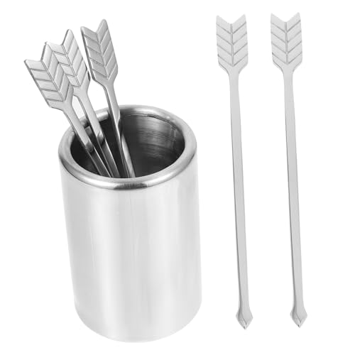 BRIGHTFUFU 5 Pcs Stainless Steel Fruit Forks and Stirring Rods Elegant Dessert Utensils for Family Gatherings Smooth Polished Finish for Iced Tea and Cocktails