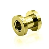 [HSP] フレッシュトンネル ボディピアス サージカルステンレス 金属アレルギー対応 ホール ゴールド 金 2G (6mm) メンズ レディース ネジ式 耳たぶ