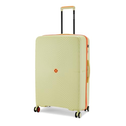 Image of Nasher Miles Bali Hard-Sided Polypropylene Check-in Luggage 28 inch | 75cm | 8 Wheels Large Trolley Bag for Travel | Suitcase (Cream)