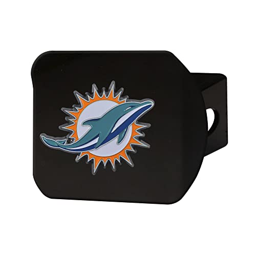Fanmats - 22580 Nfl Miami Dolphins Metal Hitch Cover, Black, 2" Square Type Iii Hitch Cover #TOP12