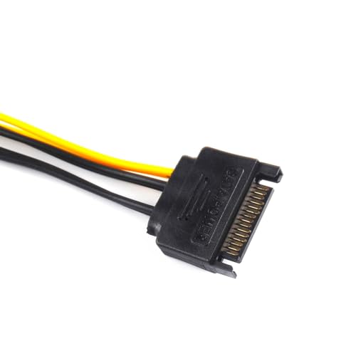 15 Pin SATA Male to 8 Pin (6+2 Pin) PCI-Express Female Video Card Power Adapter Cable, 20CM/8inch, 2 Pack