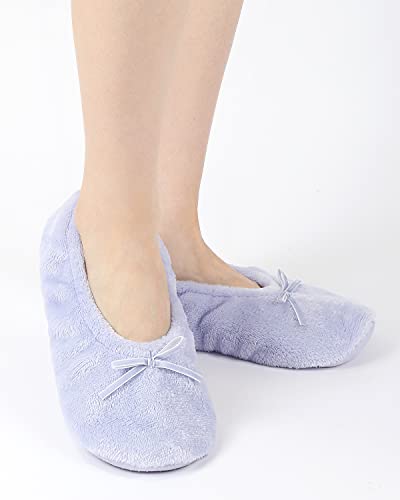 Image of Panda Bros 2 Pairs Women's Ballerina House Slippers, Anti-Skid Comfy Warm Ballet Style Slippers