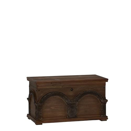 Household Essentials Wooden Arch Trunk Storage Chest, Small, Brown