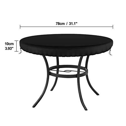 Demao Outdoor Patio Furniture Covers, Round Table Cover,Waterproof UV Resistant Anti-Fading Cover for Outdoor Furniture Round Table, Black, 31 inch Diameter by Demao - Image 2