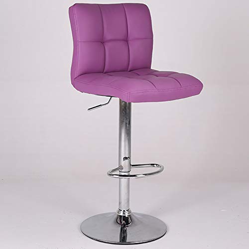 Cyayq Swivel Leatherette Bar Stools,Adjustable Hydraulic Barstool Chairs,For Kitchen Counter With Back Swivel Stool Chair -Purple #TOP3