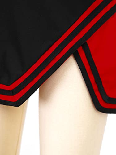 Liiyii Cheer Leader Costume For Girls High School Cheerleading Uniform Cosplay Fancy Dress 2Pcs Child Halloween Outfit Black&Red C 6 Years #TOP4