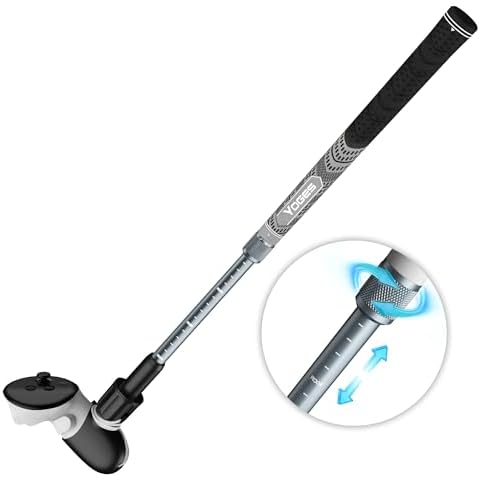 YOGES VR Golf Club Attachment Compatible with Meta Quest 3S/ Quest 3/ Oculus Quest 2 Controller, Adjustable Length Non-Slip VR Game Golf Grips 90 Degree Keep Tracking (ONLY for Right Controller) Cover