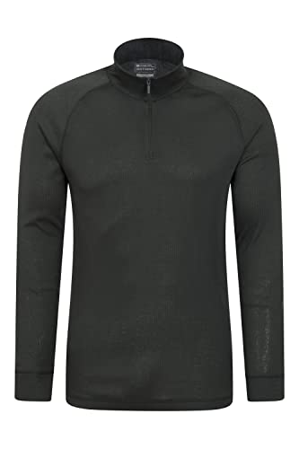 Mountain Warehouse Haut Thermique col zippé Hommes Talus - séchage Rapide, Entretien Facile, Manches Longues, Respirant, Haute Absorption, léger, Hiver Gris foncé L Cover