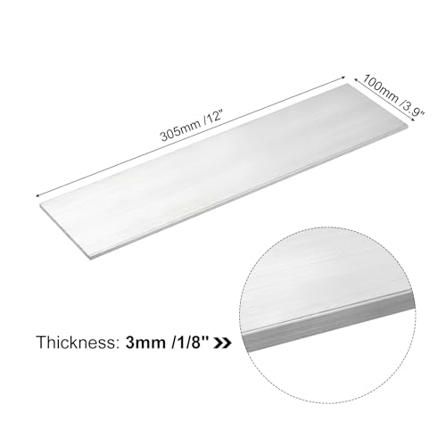 Image of uxcell Square Aluminum Flat Bar, 1 /8 inch Thick 3.9 inch Width 12 inch Length Square Aluminum Bar 6061 Aluminum Flat Plate, 3 x 100 x 305mm T6511 Solid New Mill Stock for Industrial Building
