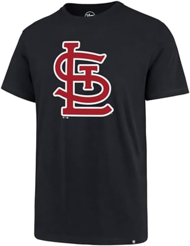 '47 MLB Men's Imprint Match Team Color Primary Logo Word Mark T-Shirt (St Louis Cardinals Navy, Medium)