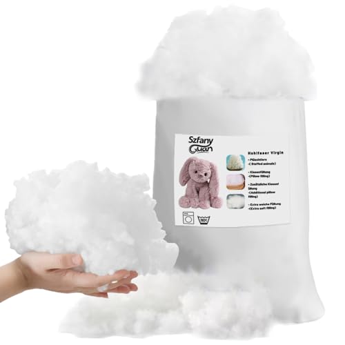 Szfanyangxuan Premium Hollow Fiber Polyester Stuffing(Oeko-Tex Certification) - Ultra Soft Pillow & Toy Filling 100% Fresh Fiber Machine Washable (1kg)