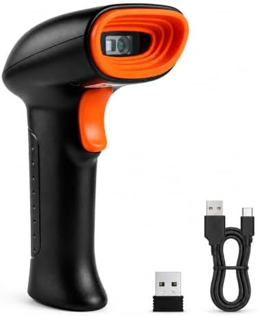 2D Wireless Barcode Scanner with Bluetooth, 2.4GHz USB Receiver & USB Wired Connection | 3-in-1 QR & Barcode Scanner for PC, Laptop, POS, Mobile, Tablet | CMOS, Plug & Play