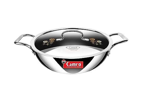 Image of Camro Triply Artisian Kadhai with Lid 32 cm, 6.7 LTR (17 No) | Induction Friendly | Easy to Cook & Clean | 35+ Years of Quality and Innovation