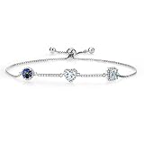Gem Stone King 1.42 Ct Round Blue Mystic Topaz Sky Blue Aquamarine 925 Sterling Silver Bracelet For Women