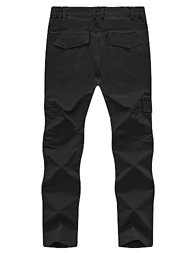Rdruko Men's Stretch Hiking Work Pants Water Resistant Lightweight Outdoor Mountain Pants 6 Pockets (Black,Us 32) #TOP1