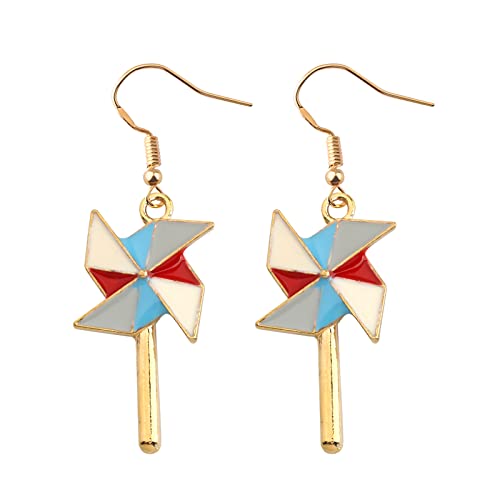 PLITI Windmill Dangle Earrings Pinwheel Ear Hooks Earring Colorful Windmill Charm Jewelry For Mother Daughter BFF Friendship Gift