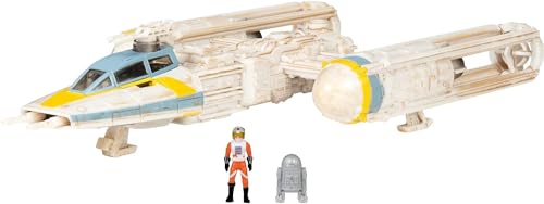 Star Wars Micro Galaxy Squadron Gold Leader's Y-Wing - 5-Inch Starfighter Class Vehicle with 1-Inch Jon Vander & R2-BHD Micro Figure Accessories