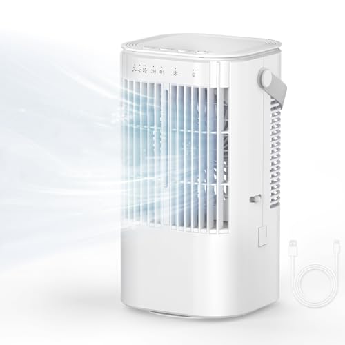 Lista de Mini Clima los 5 más buscados. 48 WAYAMY Ventilador de Aire Acondicionado Portátil, Ventilador de Aire Acondicionado, Enfriador de Aire, 3 Velocidades y Luz LED de 7 Colores, 2 Modos de Pulverización, Función de...