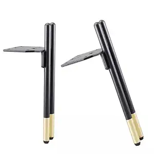 Fascination FASINATION 4PC H Shaped Furniture Legs, Latest Style Coffee Table Sofa Feet Kitchen Table Legs Bathroom Cabinet Cupboard Feet, DIY Furniture Hardware (6 + 2 inches) Black & Gold