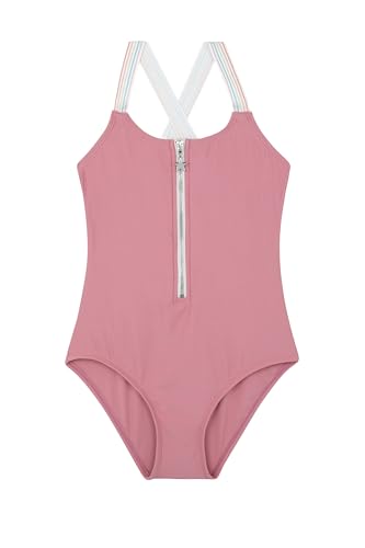 Gottex Girls Kids Zip Front One Piece Swimsuit Chlorine Fade Resistant and Built-in UPF Uv 50+ Protection