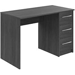 Amazon Cajoneras Oficina Amazon Basics Escritorio con 3 cajones, escritorio de oficina, escritorio para ordenador, 56 x 110 x 74 cm, gris oscuro (Antes éramos Movian)