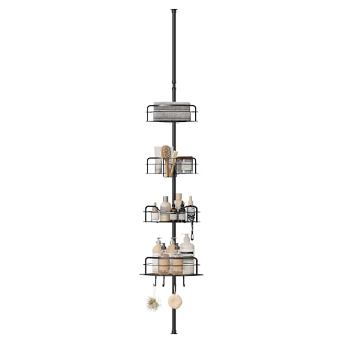 SONGMICS 4-Tier Corner Shower Caddy Tension Pole for Bathroom