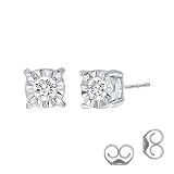 La Joya 1/6 CT TW Lab Created Sterling Silver Diamond Earrings For Men | Ideal Silver Stud Diamond E