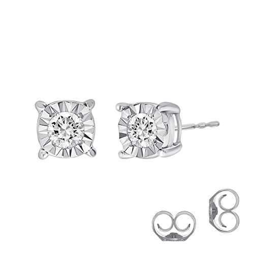 La Joya 1/6 Ct Tw Lab Created Sterling Silver Diamond Earrings For Men | Ideal Silver Stud Diamond Earrings Gift For Teens Or Women #TOP19