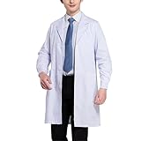 Letuwj Cappotto medico unisex da laboratorio da uomo donna scrub medico inverno estate uniforme sanitaria giacca da laboratorio bianco per medici infermieri, Bianco 2 Uomo, L
