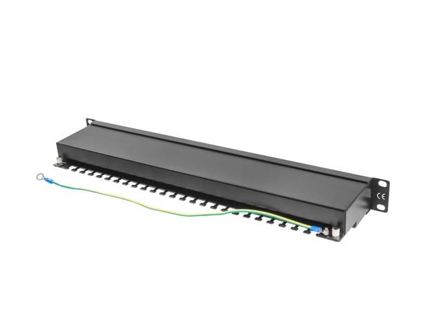 LANBERG Patch Panel 24 Porte 1U, Cat. 5E, Schermato, Nero