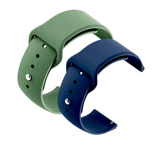 Image of YODI New Accessories Silicone 22MM Strap Belt Band for Smart Watch (Set of 2 Color) Combo Pack (Smart Watch NOT Included) (Green-Blue)
