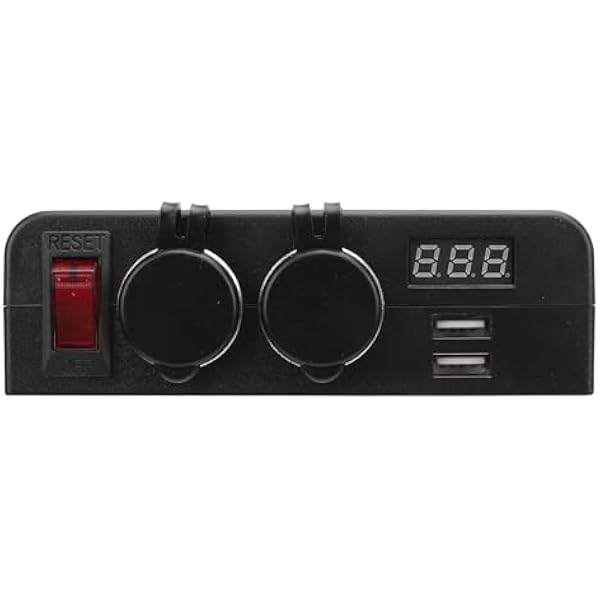 Rozdzielacz Gniazda Samochodowego z Dwoma Portami USB i Woltomierzem – Adapter Gniazdka Elektrycznego 12 V/24 V do Samochodów Osobowych, Ciężarówek, łodzi i Pojazdów Kempingowych – Napięcie