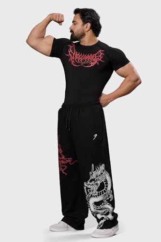 Image of FUAARK Mens Cotton Dragon Loose Oversized Track Pant