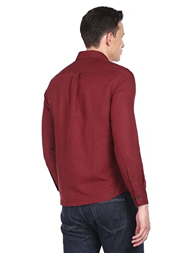 Image of U.S. Polo ASSN. Men's Solid Cotton Linen Tailored Fit Spread Collar Casual Shirt