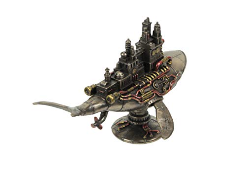 Estatua Steampunk Ballena Espacial 17.5 cm Resina Bronce miniatura 5