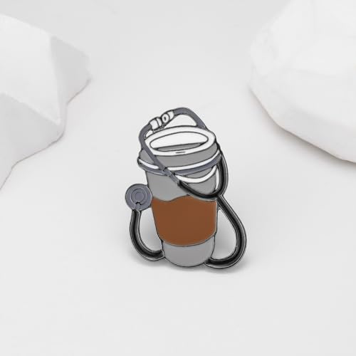 Coffee and Stethoscope Enamel Pin Medical Backpack Lapel Brooch Badge for Doctor Nurse Funny Jewelry Gifts3