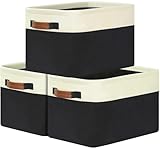 GhvyenntteS Large Fabric Storage Bins for Shelves with Metal Frame Opening & Hard Bottom Board, Collapsible Storage Baskets for Shelves 3 Pack,...