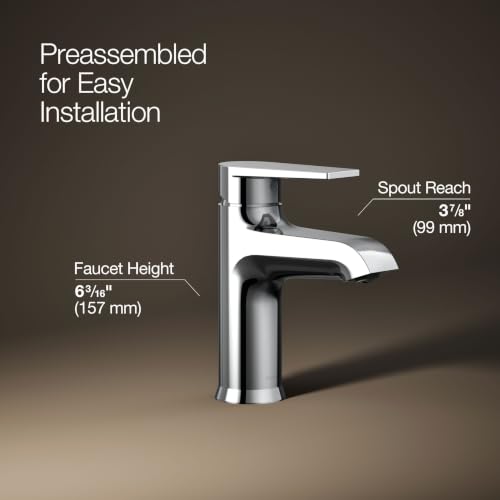 KOHLER K-37894-4-CP Hint® Centerset Bathroom Sink Faucet, Bathroom Faucets for Sink 3-Hole, 1.2 GPM, Polished Chrome by Kohler - Used condition - Image 4