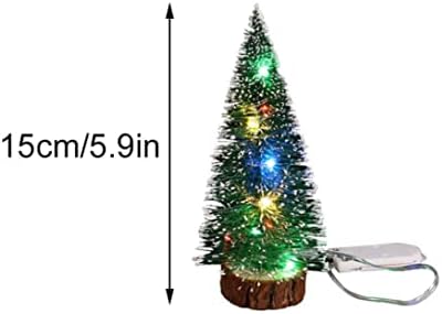 Christmas Dolls' House Dolls Accessories, Christmas Mini Tree Miniature Tree with Light Xmas Artificial Table Top Tree 15cm