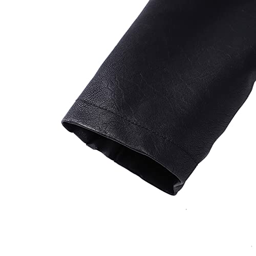 Mens Jacket Fleece-Lined Leather Lapel Fall Winter Windbreaker Warm Coat - image 3