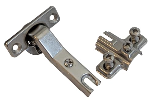 Gedotec Türscharnier Küche Topfband | 2 Stk Möbelscharnier mit Montageplatte | Metalla Mini A 95 | Topfbohrung: 26 mm | Scharniere für 45°- Winkel-Anwendungen mit Schließautomatik | Schranktür Dämpfer