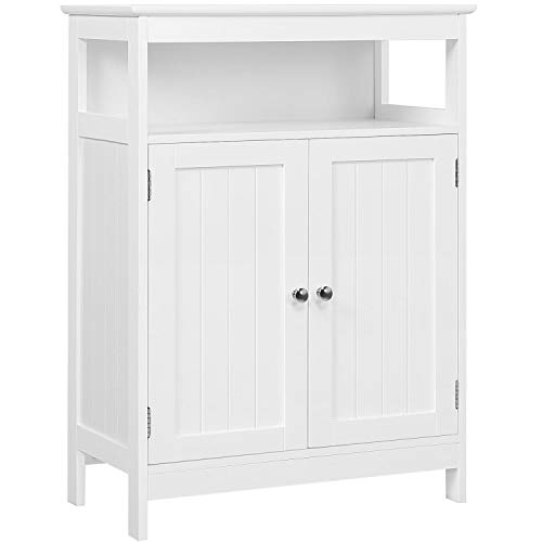 Yaheetech Wooden Bathroom Storage Floor Cabinet, Side Organizer Cabinet with Double Doors