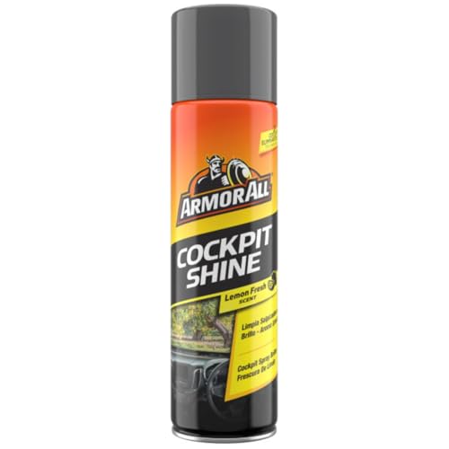 ARMOR ALL Limpiador de Salpicaderos en Aerosol - Aroma Limón 500ML - Limpia, Da Brillo y Protege en un Solo Paso, Eficaz en Plástico, Vinilo y Goma, Fórmula Anti-estática para Evitar Polvo