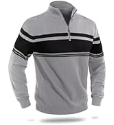 Boladeci Men's Sweaters Quarter Zip Pullover Premium Cotton Striped Long Sleeve Midweight Mock Ne...